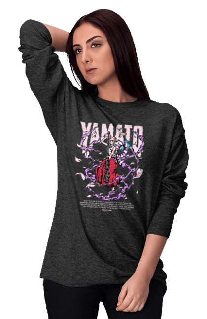 Women's sweatshirt with prints One Piece Yamato. Anime, manga, one piece, pirates, straw hat pirates, yamato. 2070702