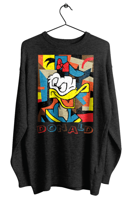 Свитшот женский с принтом Дональд Дак. Donald duck, абстракция, дональд дак, мультсериал, мультфильм, рисунок. 2070702