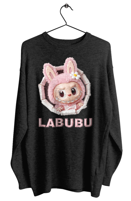 Світшот жіночий з принтом "Лабубу". Іграшка лабубу, лабубу, лабубу кока кола, мерч лабубу, мила, рожева лабубу, смішна лабубу. 2070702