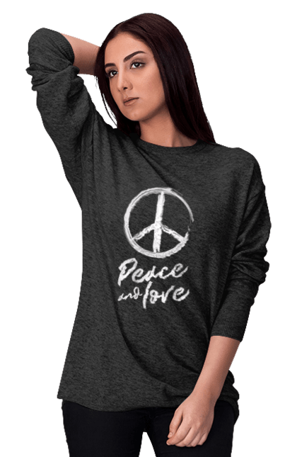 Світшот жіночий з принтом "Пацифік. Мир і любов". Братство, дружба, знак, любов, мир, народ, пацифік, символ, ситмвол світу, співробітництво. KRUTO.  Магазин популярних футболок
