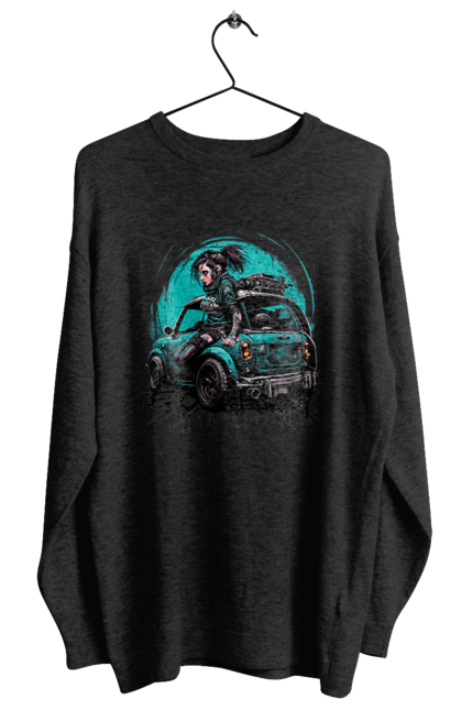 Світшот жіночий з принтом "Кіберпанк дівчина". Арт, графіка, дівчата, ігри, кіберпанк, малюнок. 2070702