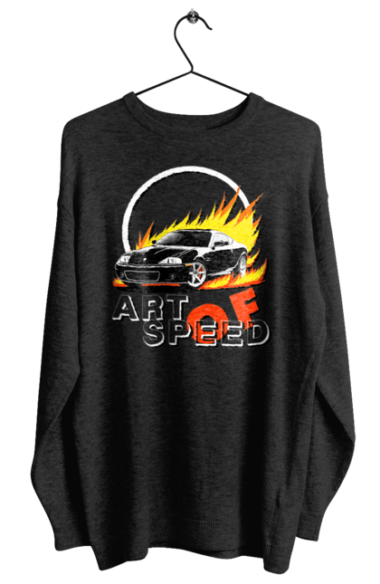 Світшот жіночий з принтом "Автомобіль у вогні". Авто, автомобіль у вогні, гонка, дрейф, спорт, спортивна машина, швидкість. 2070702