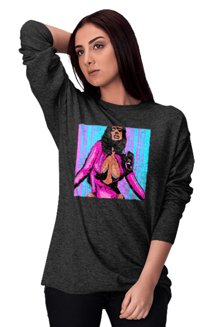 Світшот жіночий з принтом "Дівчина З Глибоким Декольте". Гола, дівчина, сиськи. 2070702