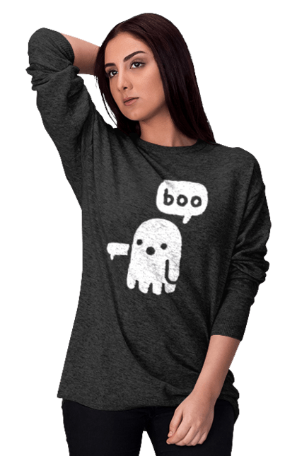 Світшот жіночий з принтом "BOO (мова програмування)". Айті, мова програмування, програма, програміст, технічне завдання, ти ж програміст, транслятор boo, тривимірні програми, фрілансер. 2070702