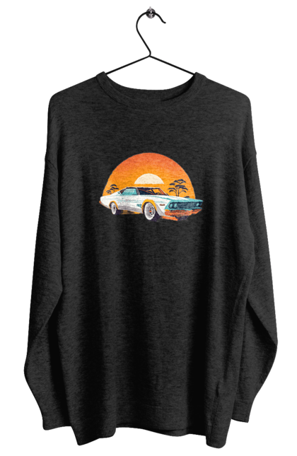 Світшот жіночий з принтом "Гарне авто на закаті". Авто, закат, солнце. 2070702