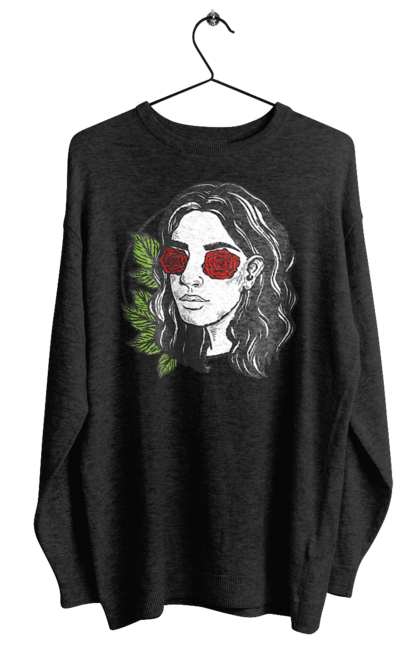 Світшот жіночий з принтом "Дівчина З Трояндами На Очах". Дівчина, троянда. 2070702