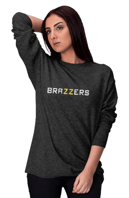 Світшот жіночий з принтом "Brazzers". Brazzers, hub, porn, porn hub, pornhub, бразерс, браззерс, зсу, порно хаб, порнохаб. 2070702