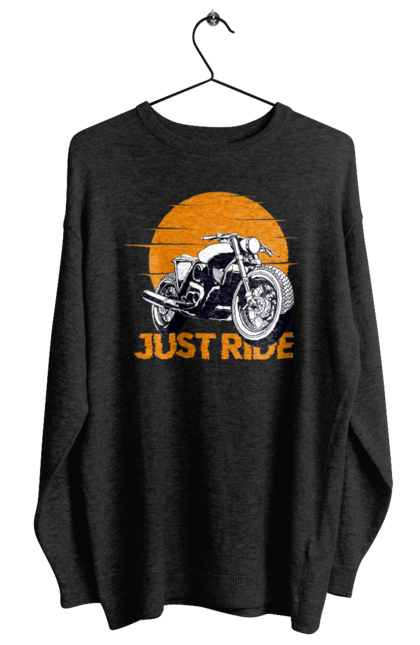 Світшот жіночий з принтом "Мотоцикл, Просто Їдь". Дорога, їзда, мотоцикл. 2070702