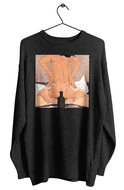 Світшот жіночий з принтом "Гола Дівчина, Пляшка І Сигарети". Гола, зверху. 2070702