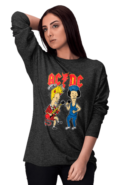 Світшот жіночий з принтом "AC/DC". Ac dc, acdc, блюз рок, важкий рок, група, музика, рок н ролл, хард рок. 2070702