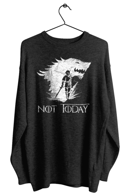 Women's sweatshirt with prints Game of Thrones Arya. Arya, game, got, not today, stark, starks, thrones, tv show, wolf, wolves. 2070702