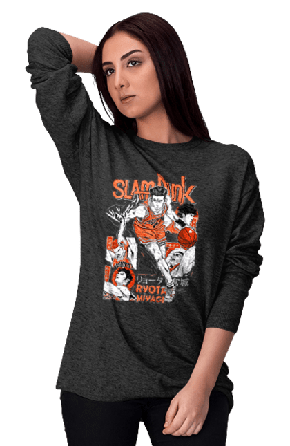 Women's sweatshirt with prints Ryota Miyagi. Anime, basketball, comedy, manga, ryota miyagi, school, shonen, slam dunk, sports anime. 2070702