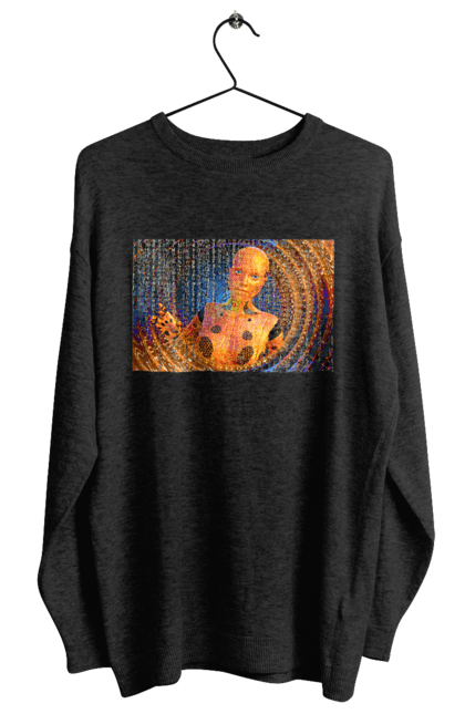 Світшот жіночий з принтом "Штучний інтелект". Айті, айтішник, гик, жінка, знання, інженер, інтелект, кібер, кібернетика, кіборг, код, комп, комп`ютерник, кристал, машинне навчання, мікросхема, мозок, портрет, програміст, професіонал, професія, розробник, розум, хакер, чіп, штучний інтелект, штучний розум. 2070702