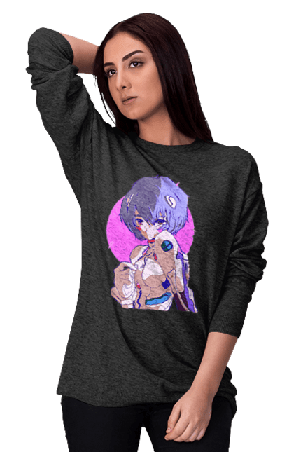 Women's sweatshirt with prints Evangelion Rei. Anime, evangelion, eve, kaoru, manga, rei ayanami, shinji. 2070702