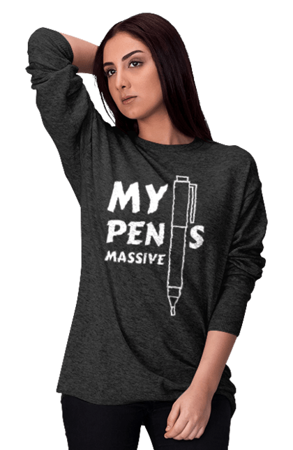 Світшот жіночий з принтом "Моя ручка величезна". Гумор, мем, моя ручка величезна, прикол, прикольна, смішна. 2070702