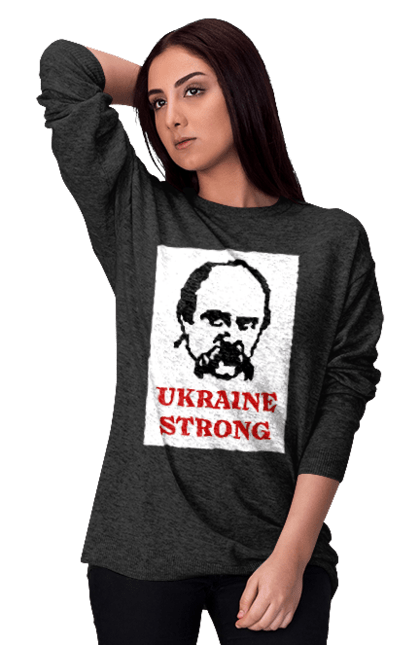Світшот жіночий з принтом "Тарас Шевченко". Бавовна, бавовнятко, війна, герб, доброго вечора, зсу, прапор україни, русский военный корабль, тарас шевченко, україна. 2070702