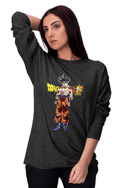 Women's sweatshirt with prints Dragon Ball Son Goku. Anime, dragon ball, goku, manga, son goku, tv series. 2070702