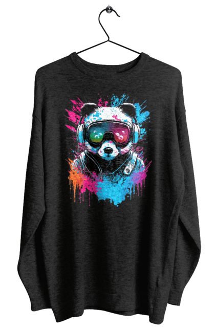 Світшот жіночий з принтом "Панда в VR шолом". Віртуальна реальність, гік, панда, персонаж, шолом. 2070702