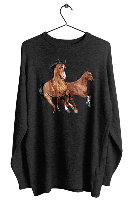 Світшот жіночий з принтом "Коні біжуть". Грива, кінь, коні, скачуть, тварина. futbolka.stylus.ua