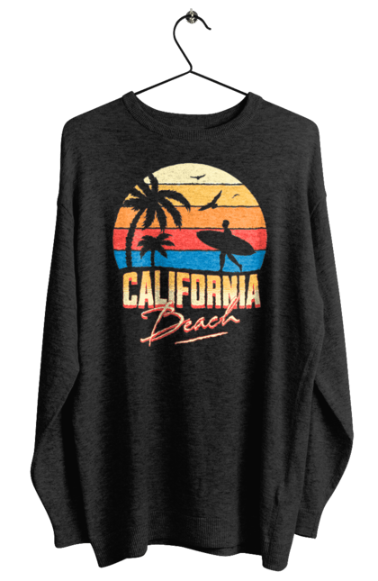 Світшот жіночий з принтом "Каліфорнія Пляж Ретро Сонце". Відпочинок, відпустка, каліфорнія, літо, море, пляж, серфінг, сонце. futbolka.stylus.ua