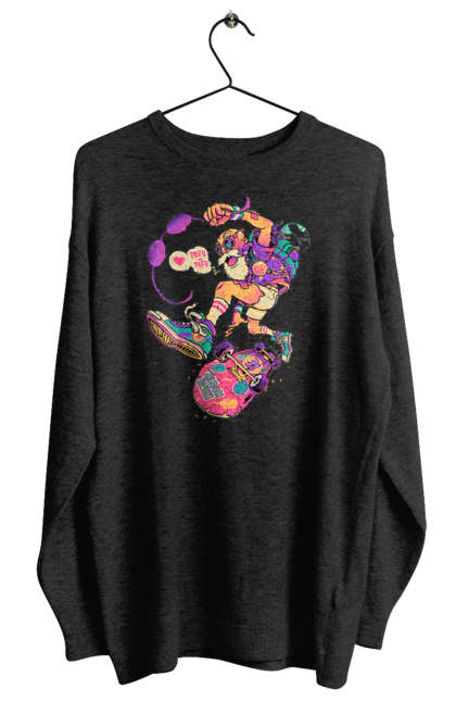 Світшот жіночий з принтом "Дід на хвилі". Будь молодим, вогонь, ганяй, грай, дід та скейт, драйв, крутий дід, молодість у душі, спорт, старість. 2070702