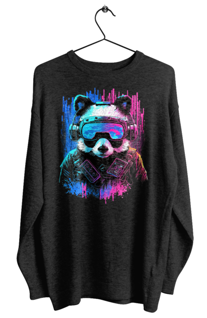 Світшот жіночий з принтом "Панда в VR шолом". Віртуальна реальність, гік, панда, персонаж, шолом. 2070702