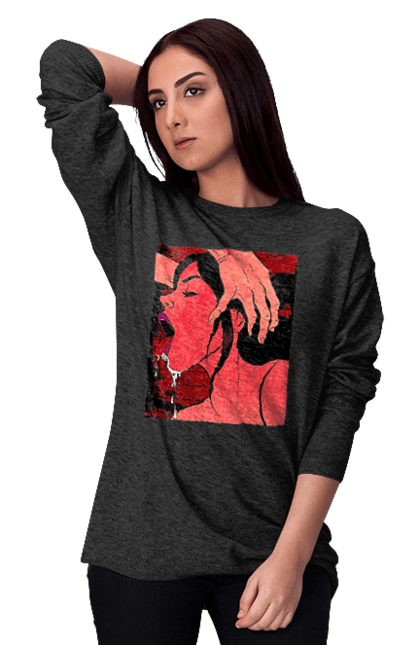 Світшот жіночий з принтом "Дівчина Смокче Зі Слиною". Секс, смоктати. 2070702