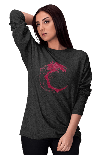 Women`s sweatshirt with prints Moon girl. Cosmic, girl, moon, space, stars. 2070702