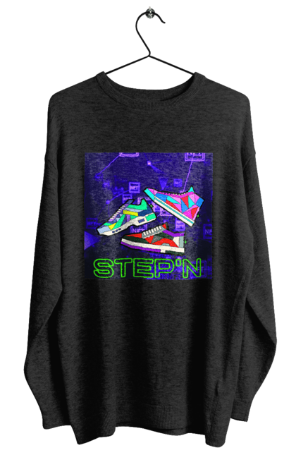 Світшот жіночий з принтом "Step`n". Віртуальні кросівки, крипта, криптовалюти, нфт, нфт кросівки, солана, степен. 2070702