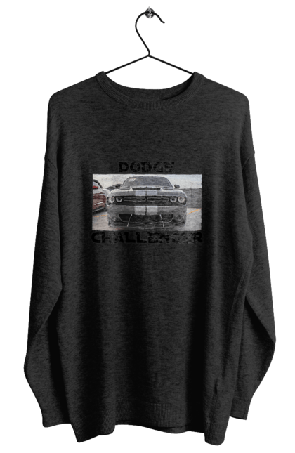 Світшот жіночий з принтом "Додж челенджер". Автомобіль, американська легенда, додж челенджер, культове авто, масл кар, потужний автомобіль. 2070702