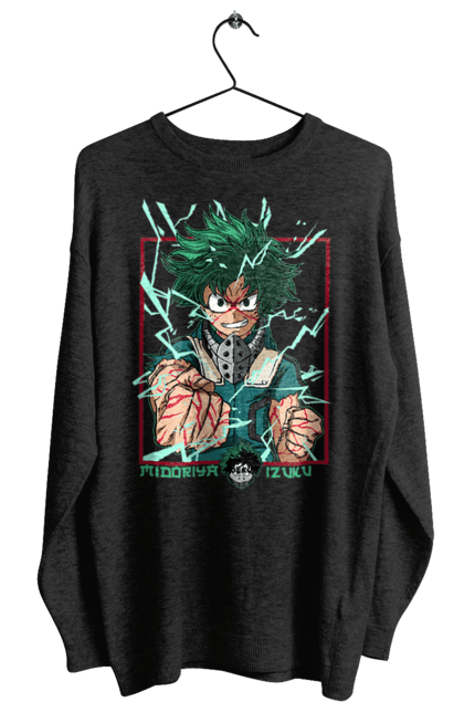 Світшот жіночий з принтом "Моя академія героїв Мідорія". Izuku, midoriya, my hero academia, аніме, ізуку мідорія, манга, мідорія, моя геройська академія. 2070702