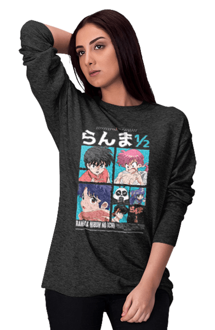 Women's sweatshirt with prints Ranma 1/2. Action movie, anime, comedy, manga, mystic, ranma, romance, shampoo. 2070702