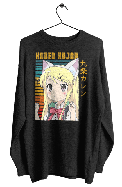 Women's sweatshirt with prints Kiniro Mosaic Karen Kujo. Anime, gold mosaic, karen, karen kujo, kiniro mosaic, kinmoza, manga. 2070702