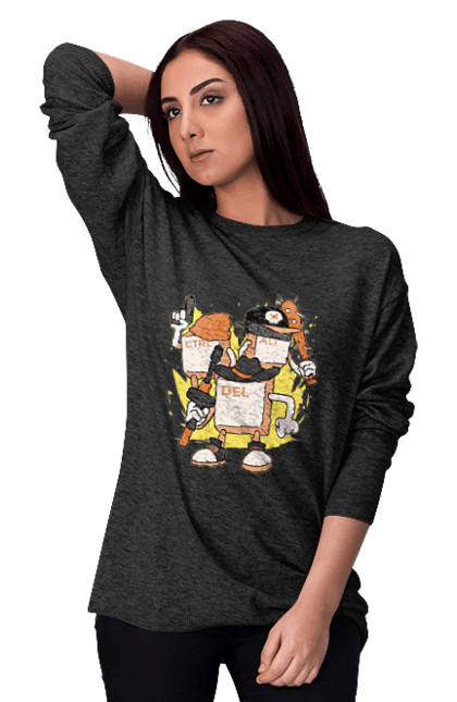 Світшот жіночий з принтом "Ctrl alt del Програмерський екшен". 404, andoid, aws, backend, c++, cloud, css, data, dev, devops, frontend, geek, git, github, go, golang, google, hacker, html, ios, java, javascript, jquery, js, linux, nodejs, php, python, react, science, script, web, геймер, гік, дата, клавіши, код, компьютер, лінукс, мова, облако, пайтон, пингфин, программист, програмування, талисман, хакер. 2070702