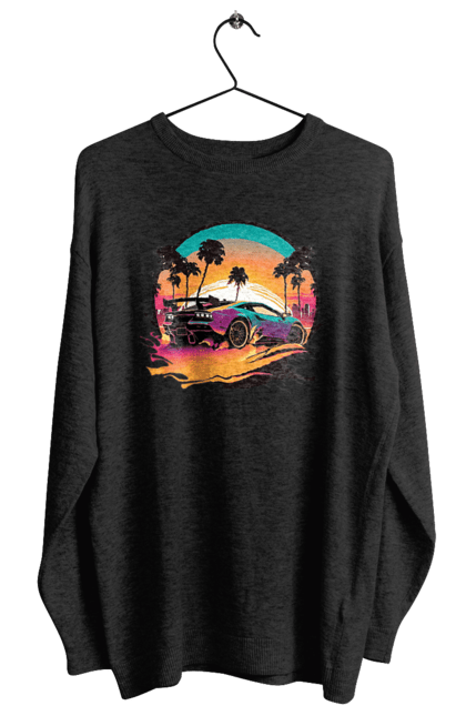 Світшот жіночий з принтом "Ламборджині Сінтвейв". Авто, автомобіль, ламба, ламборджині, машини, сінтвейв. 2070702