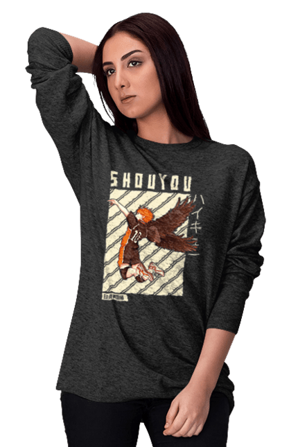 Women's sweatshirt with prints Haikyu!! Hinata. Anime, haikyu, hinata, manga, shoyo hinata, sports anime, volleyball. 2070702