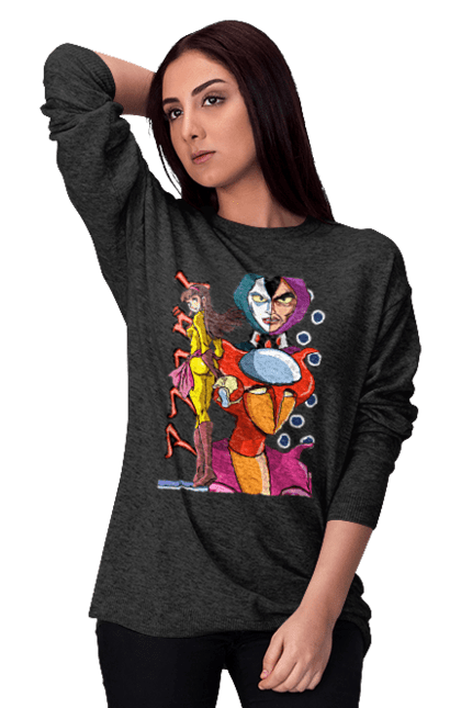 Women's sweatshirt with prints Mazinger Z Aphrodite. Anime, aphrodite, manga, mazinger z, mecha, robots. 2070702