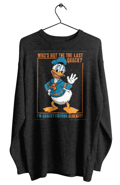 Свитшот женский с принтом Дональд Дак. Disney, donald duck, дисней, дональд дак, мультсериал, мультфильм. 2070702