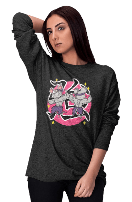 Women's sweatshirt with prints Demon Slayer Uzui Tengen's mice. Anime, demon slayer, kimetsu no yaiba, manga, mice, serial, tengen, tengen uzui, uzui. 2070702