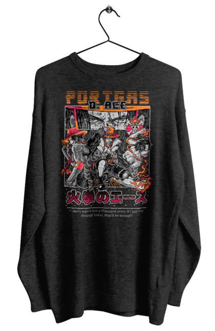 Women's sweatshirt with prints One Piece Portgas D. Ace. Anime, fire fist, gol d. ace, manga, one piece, portgas d. ace, straw hat pirates. 2070702