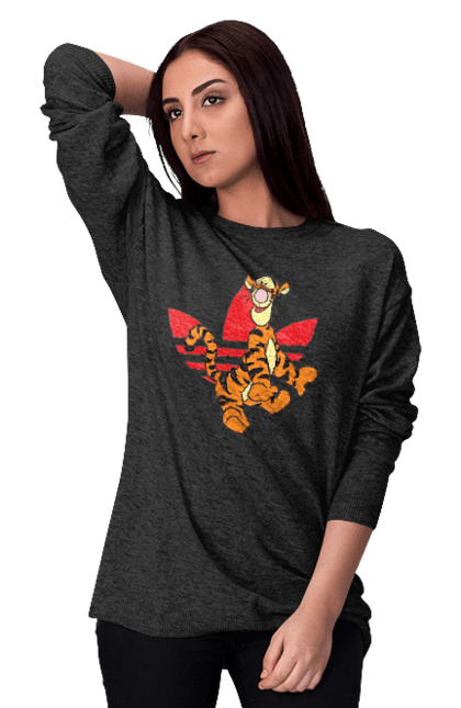 Women's sweatshirt with prints Adidas Tigger. Adidas, animated series, tiger, tigger, winnie the pooh, winnie the pooh. 2070702