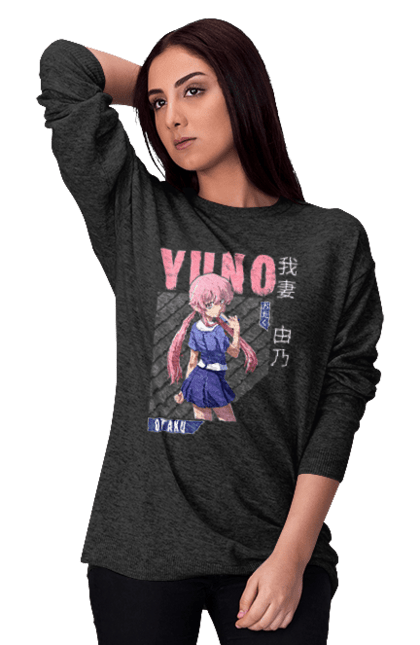 Women's sweatshirt with prints Future Diary Yuno Gasai. Anime, future diary, manga, survival game, yandere, yuno gasai. 2070702