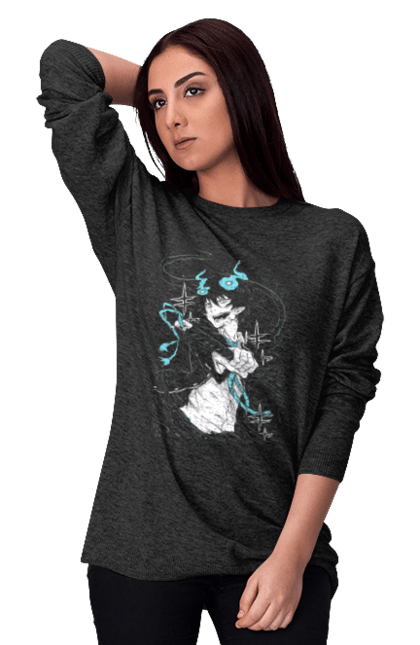 Women's sweatshirt with prints Blue exorcist Rin. Anime, blue exorcist, demon, manga, okumura, rin, rin okumura. 2070702