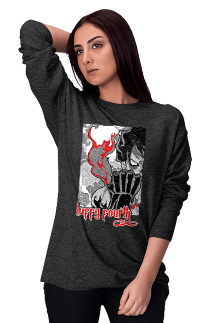 Women's sweatshirt with prints One Piece Luffy. Anime, luffy, manga, monkey de luffy, one piece, pirates. 2070702