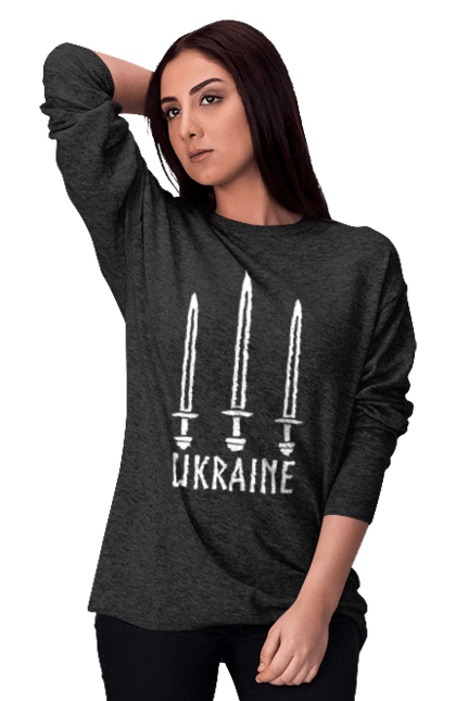 Women's sweatshirt with prints Ukraine three swords. Sword, three swords, ukraine, weapon. CustomPrint.market