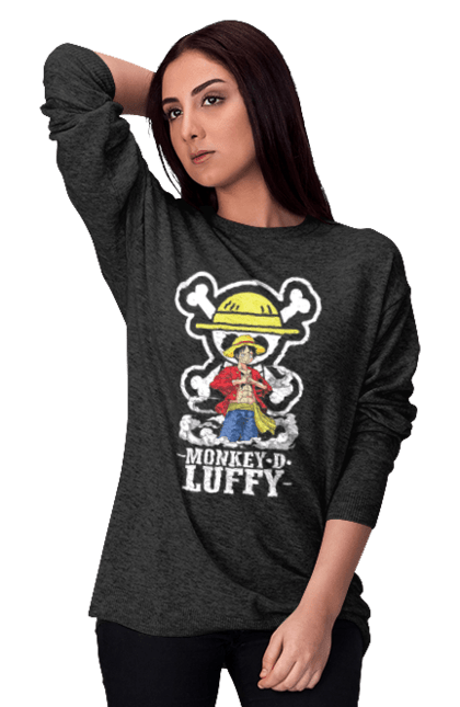 Women's sweatshirt with prints One Piece Luffy. Anime, luffy, manga, monkey de luffy, one piece, pirates. 2070702