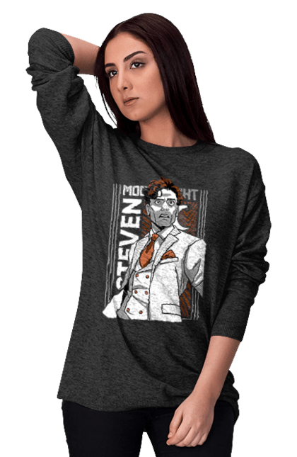 Women's sweatshirt with prints Moon Knight. Marc spector, marvel, mcu, moon knight, series, steven grant, tv show. 2070702