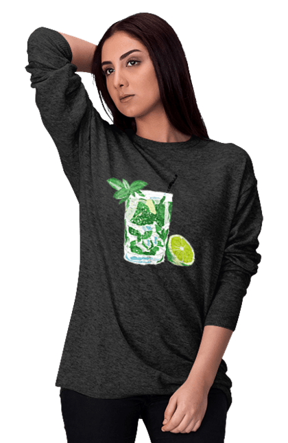 Світшот жіночий з принтом "Напій Мохіто І Лимон". Лимон, мохіто, напій. 2070702