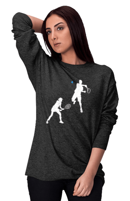 Світшот жіночий з принтом "Теніс". Великий теніс, гравці, грунт, м`яч, призовий фонд, ракетка, спонсор, турнір на ґрунті, турнірна сітка, хард. 2070702