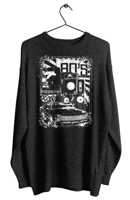 Світшот жіночий з принтом "80 Е, Машина І Музика". 80, 80ті, машина, музика. 2070702